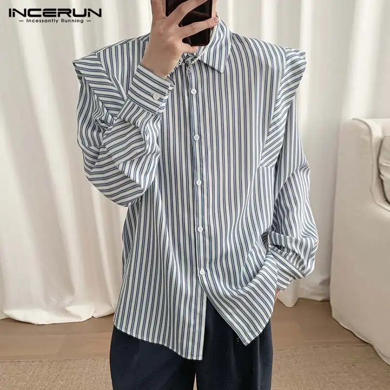 

Корейский стиль Мужская Блузка высокого уровня с оборками модная повседневная мужская хорошо облегающая горячая Распродажа рубашки с длин...