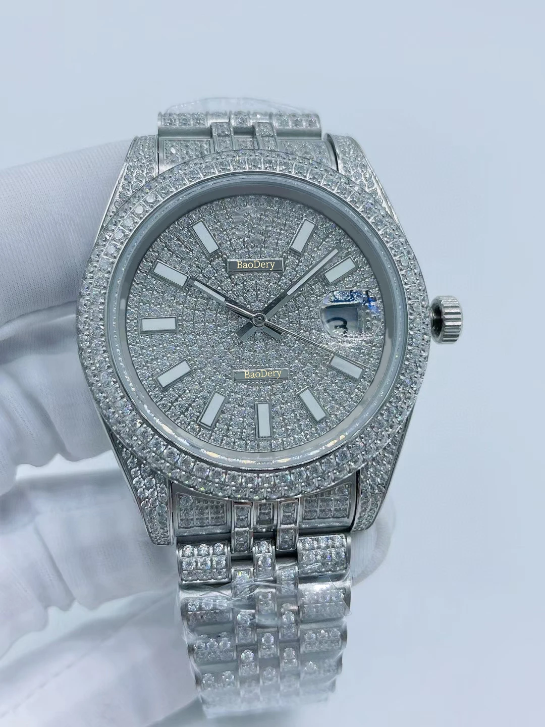 Роскошные мужские часы с логотипом 41 мм сапфировым зеркалом бриллиантовым