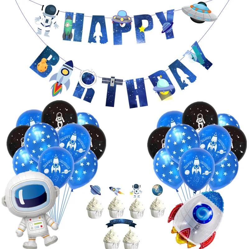 

Space Birthday Rocket Astronaut Helium Balloons Party Supplies UFO Foil Balloons Outer Space Theme Party Decorations
