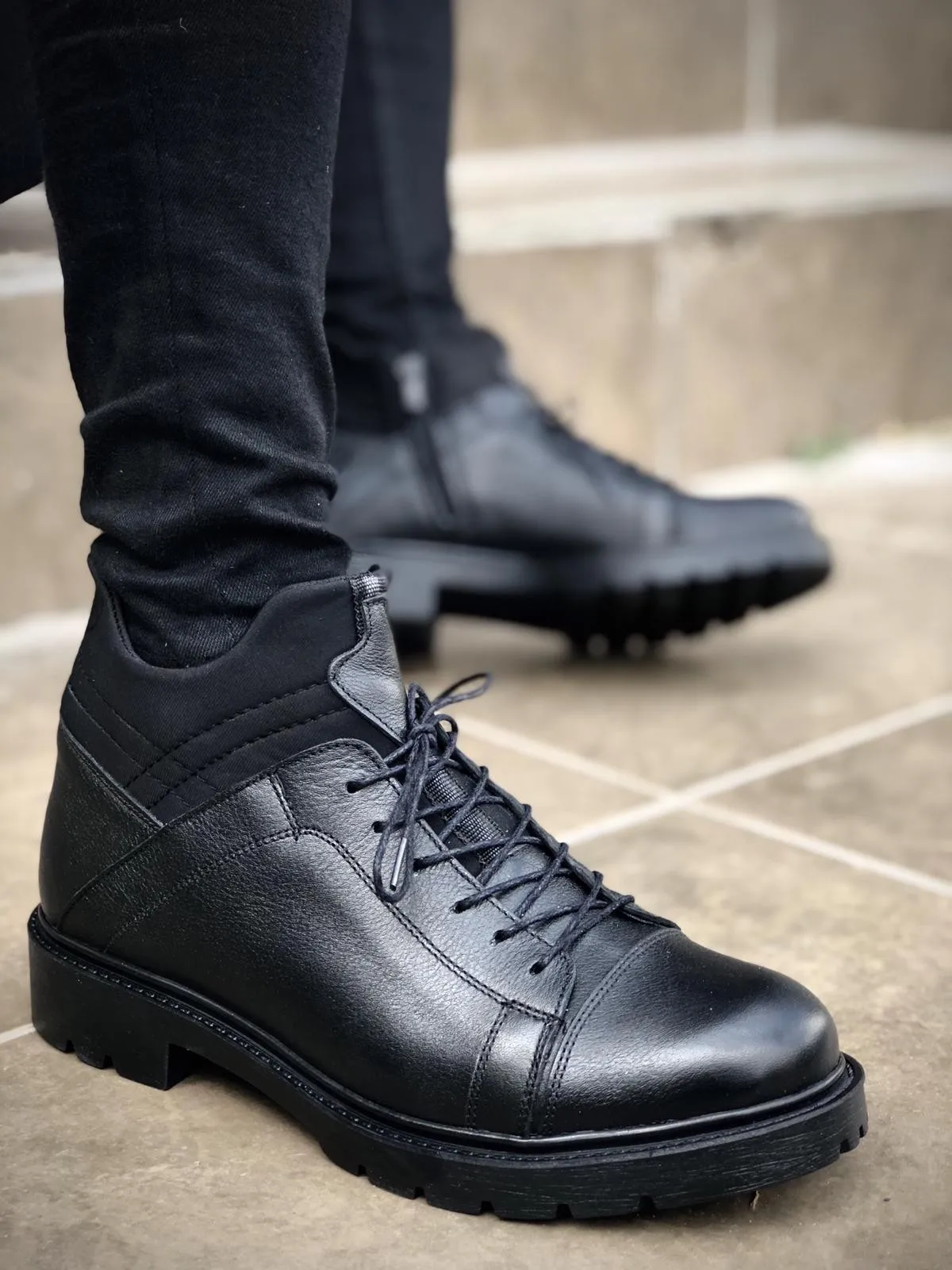 

Мужские зимние ботинки из натуральной кожи, черные