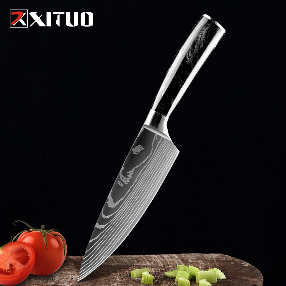 

XITUO 6"inch Japanese Kitchen Knife Laser Damascus Pattern Chef Knife Sharp Santoku Cleaver Slicing Utility Knives Dropshipping