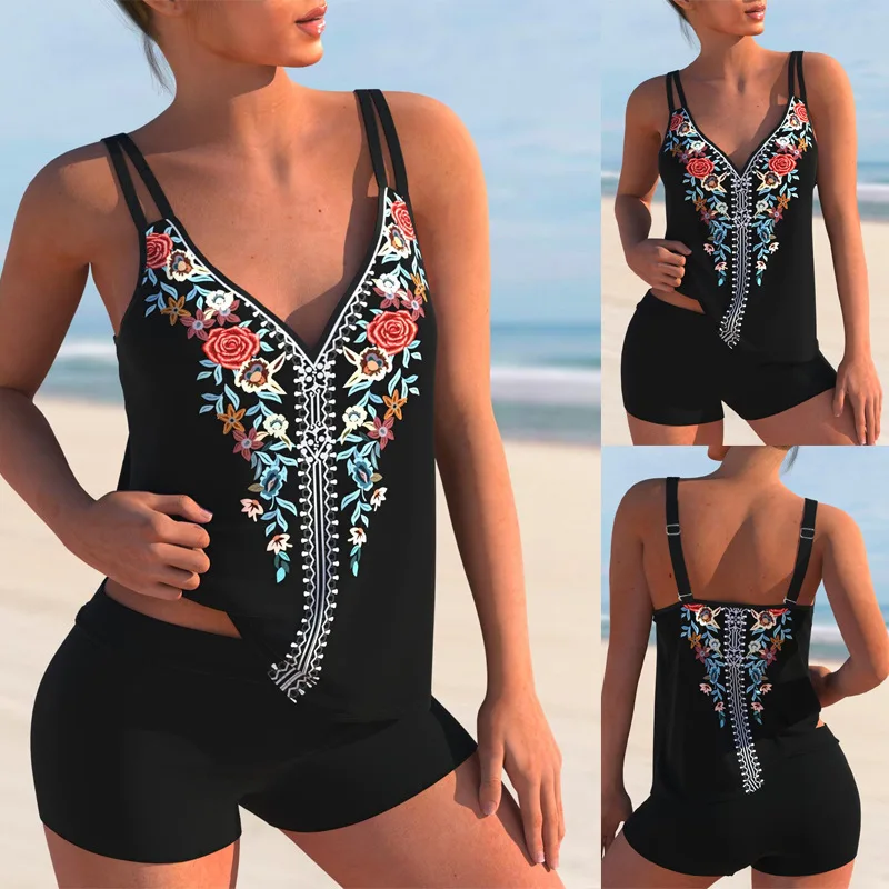 Sexy 2022 Women Floral Print Swimwear High Waist Bathing Suit Female Plus Size Tankini Bikini Summer Beachwear Lady Swimwear 4XL