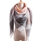 Дизайнерский брендовый женский шарф в клетку, зимние теплые кашемировые шарфы, треугольные вязаные шали и накидки, женское одеяло, Echarpe