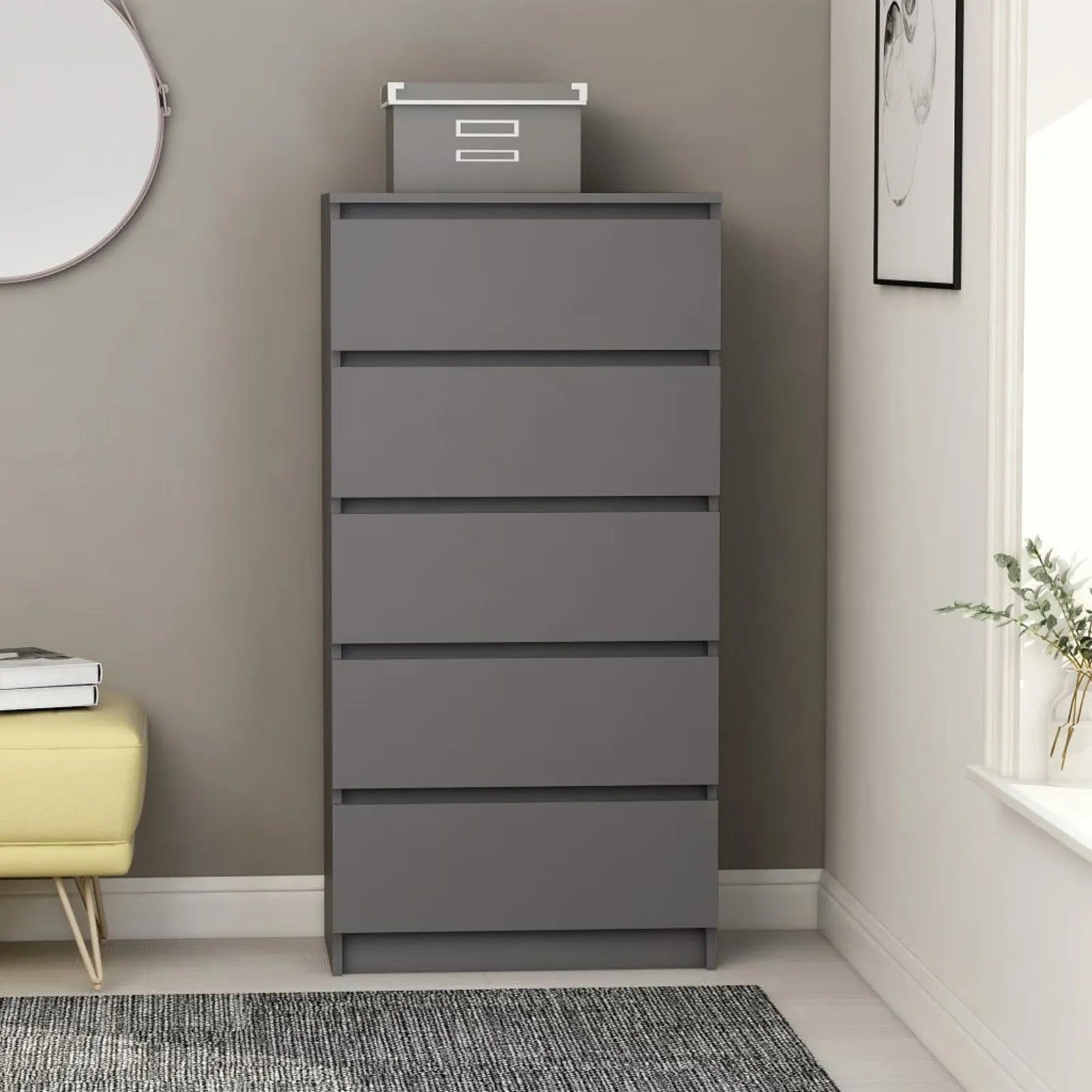 

Drawer Sideboard Gray 23.6"x13.7"x47.6" Chipboard
