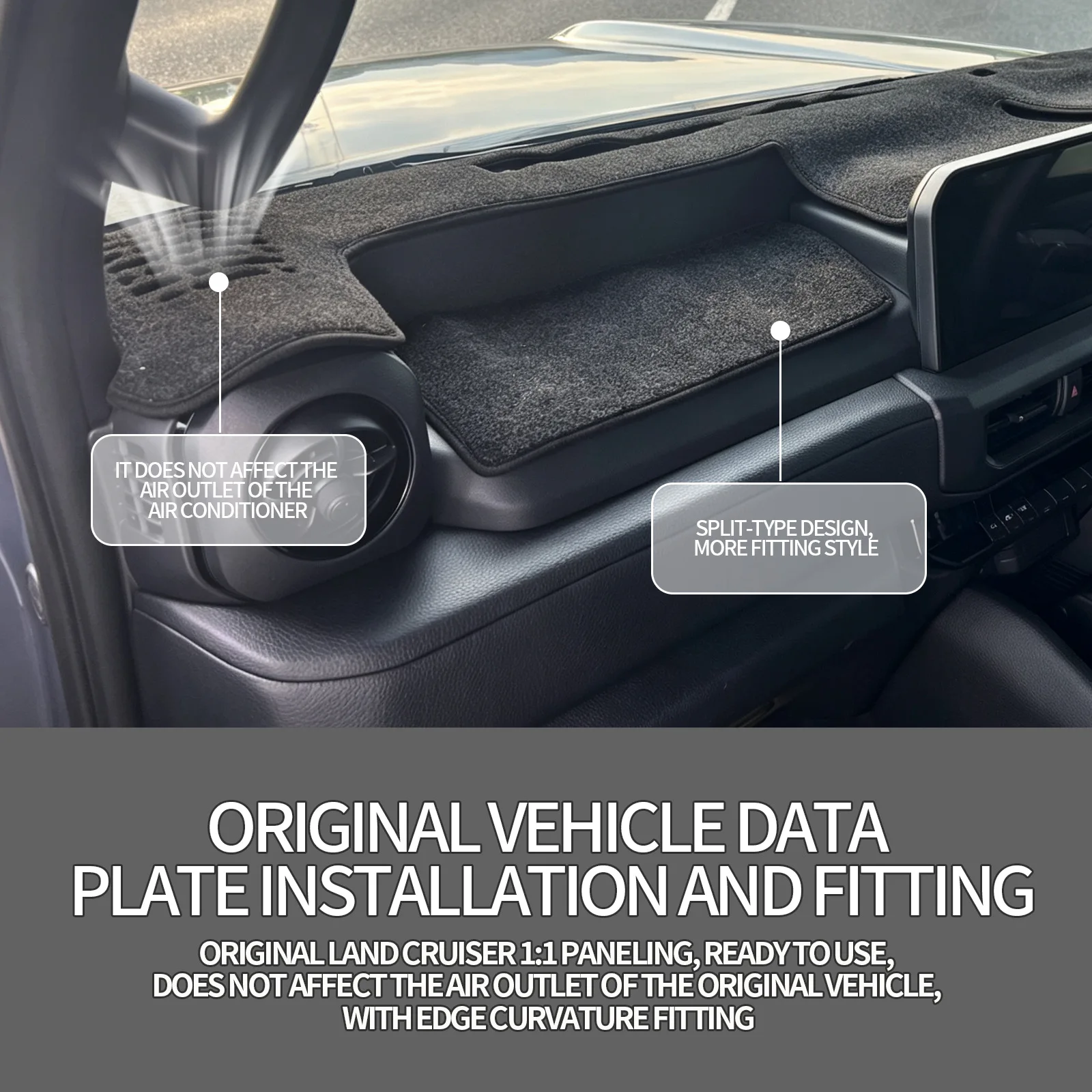 Фото Светонепроницаемый коврик для приборной панели Toyota Land Cruiser FJ 2026 (правый руль), полиэстер, антибликовая защитная накладка на панель приборов №4