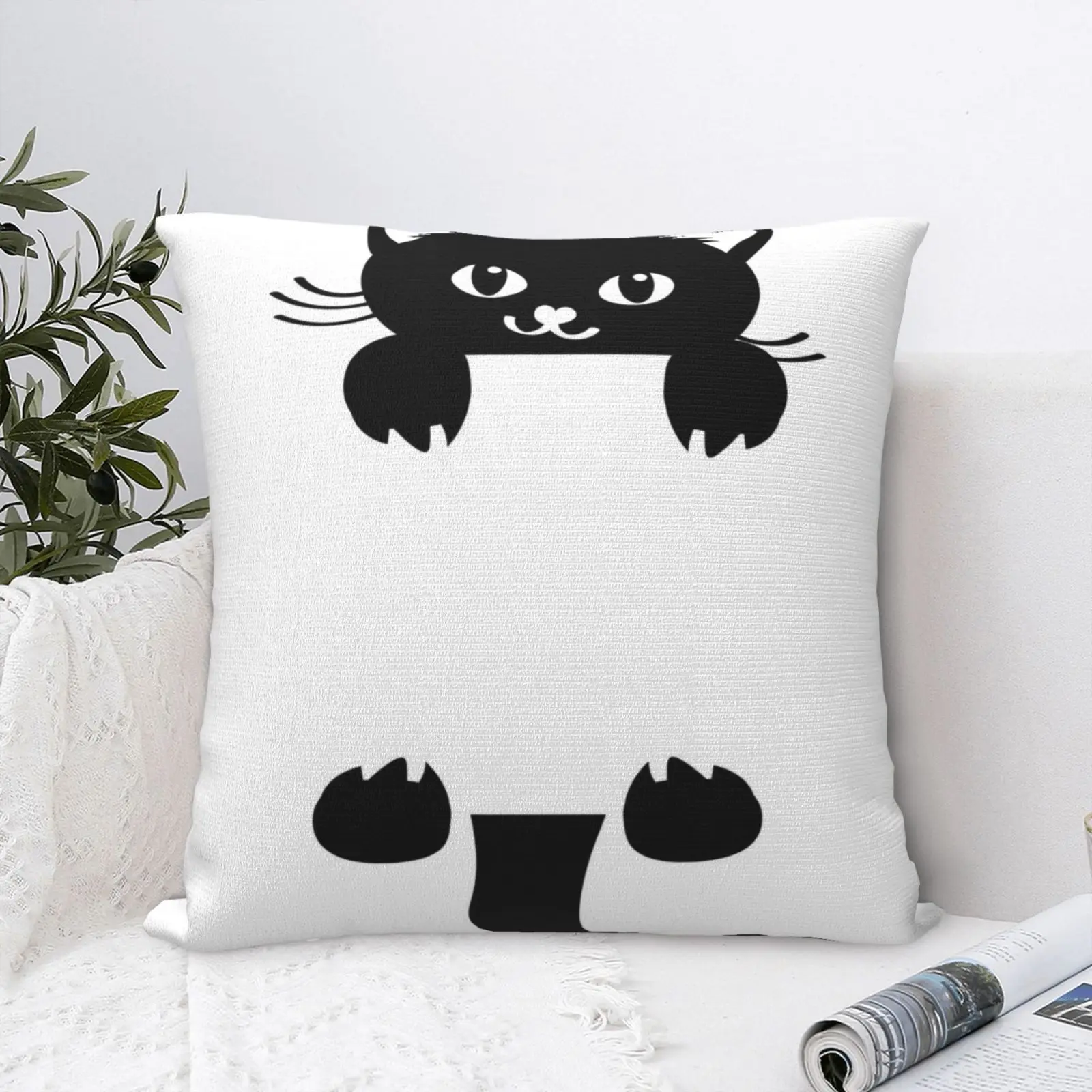 

Black Cat Holding On 9 Pillow Case Decorative Living Room Pillowcase For Bedroom Pillow Cover Zipper Anime Pillow Back Cushion