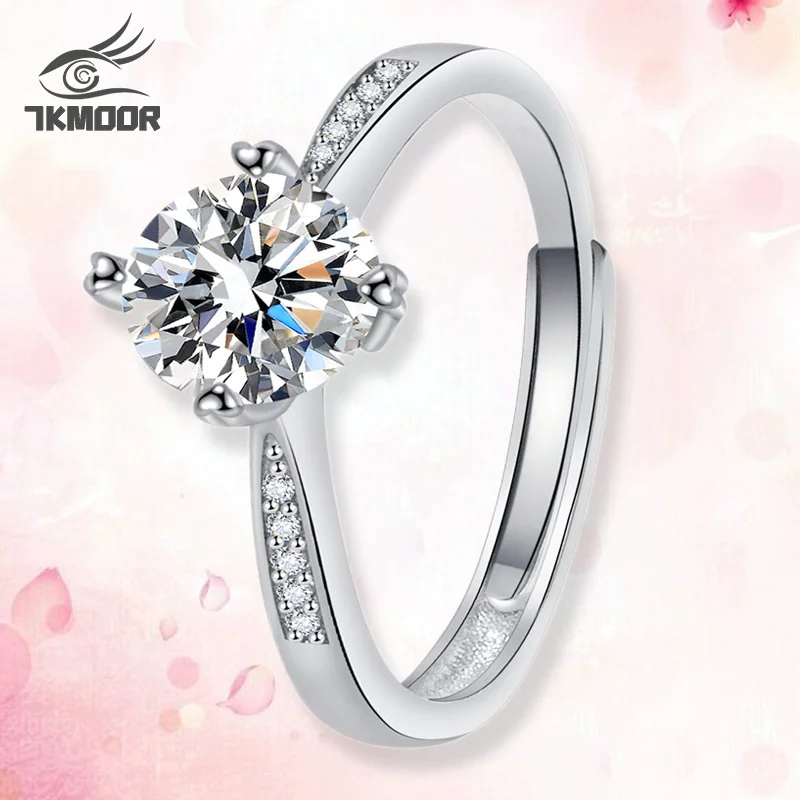 

Luxury Silver Color Fine Round Zircon Open Ring For Woman Fashion Party Wedding Couple Jewelry