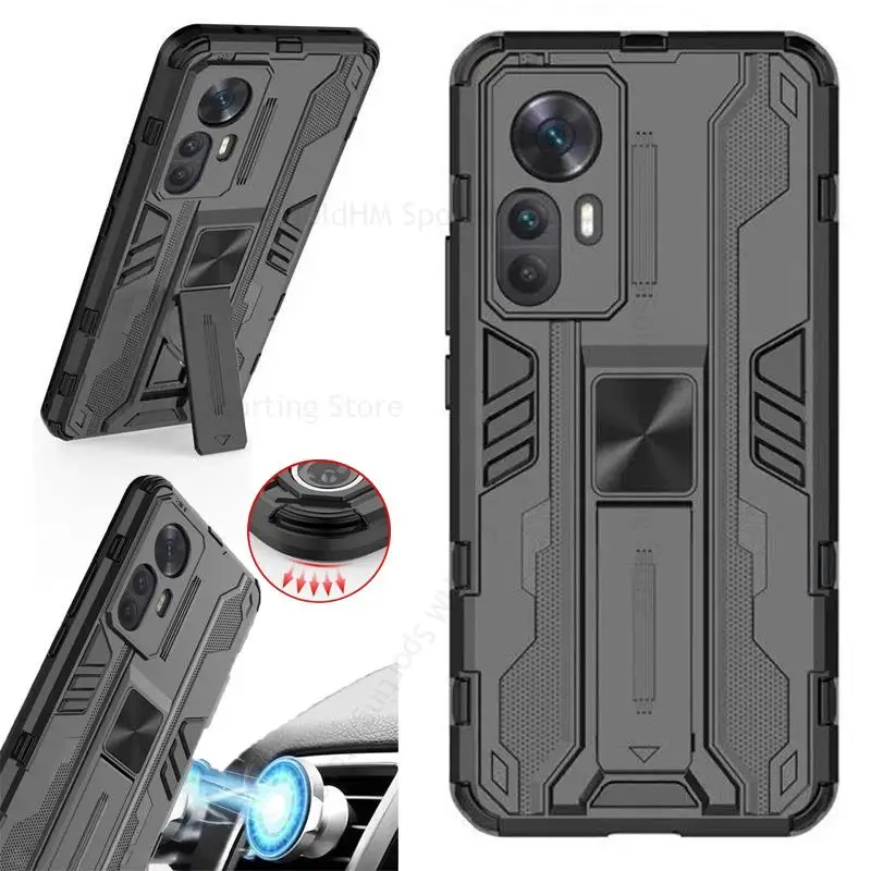 

For Xiaomi 12T Pro 5G Military Armor Kickstand Case For Mi 12T Pro Invisible Bracket Heavy Duty Protective Cover Redmi K50 Ultra