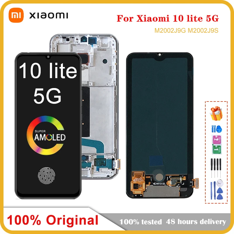 Оригинальный ЖК-дисплей 6 57 дюйма Mi 10 Lite для Xiaomi дисплей с сенсорным экраном