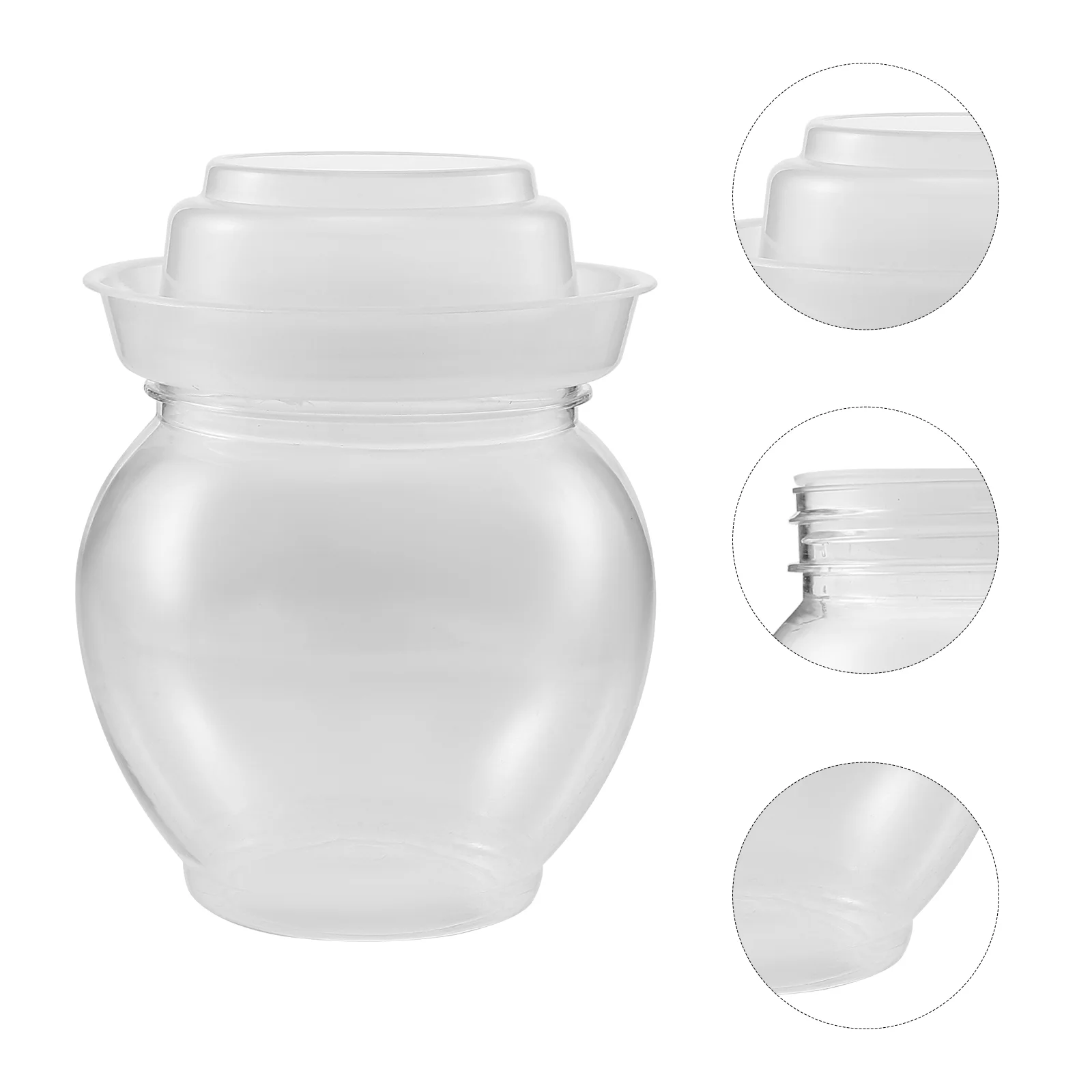 

Glass Storage Jars Lids Dry Foods Keeper Plastic Kimchi Crock Clear Container Pickle High Capacity Transparent