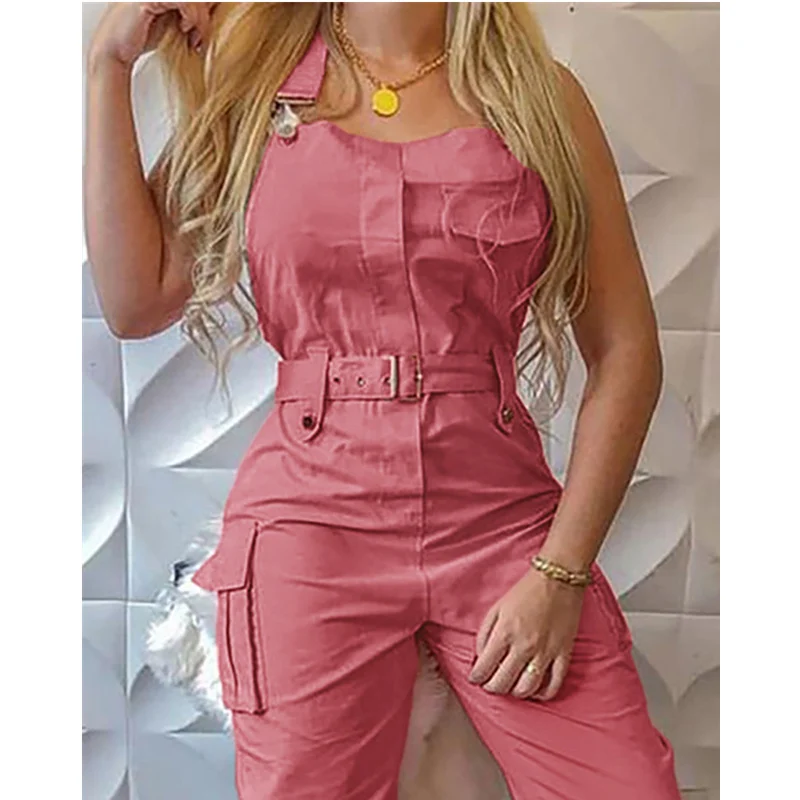 

Женский повседневный летний корсет на бретельках с высокой талией, брюки-карандаш, комбинезон, женские элегантные модные комбинезоны с карманами, комбинезоны-Карго