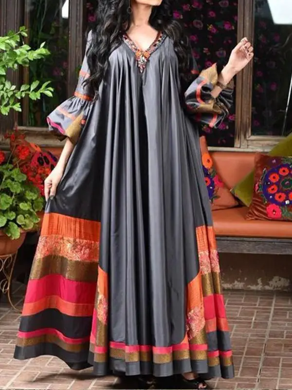 Рамадан ИД принт абайя этническое Дубай Макси платье кимоно кардиган Mujer кафтан