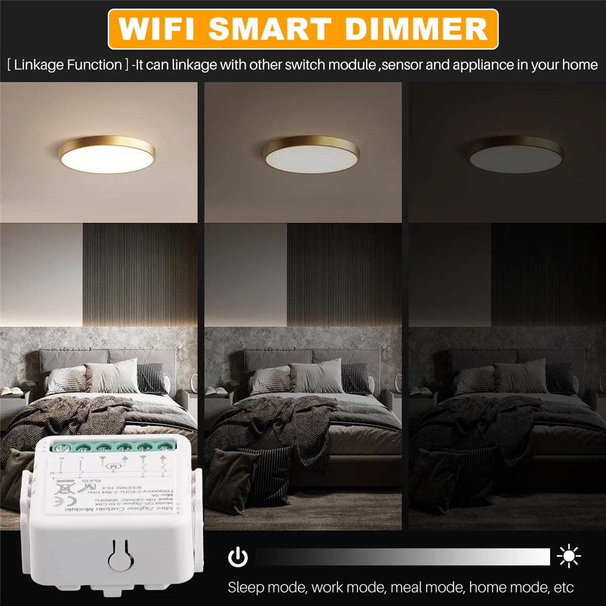 Умный мини-модуль Zigbee переключатель для занавесок с диммером нулевым пламенем C04