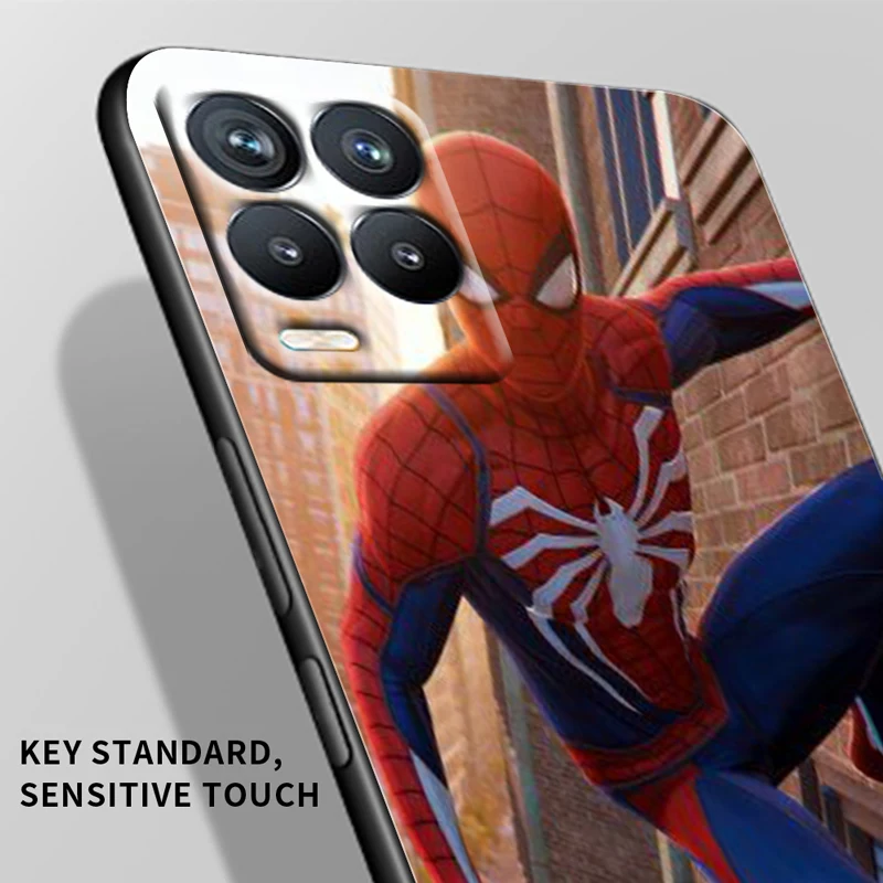 marvel hero spiderman hot for oppo gt master find x5 x3 realme 9 8 6 c3 c21y pro lite a53s a5 a9 2020 tpu black phone case cover free global shipping