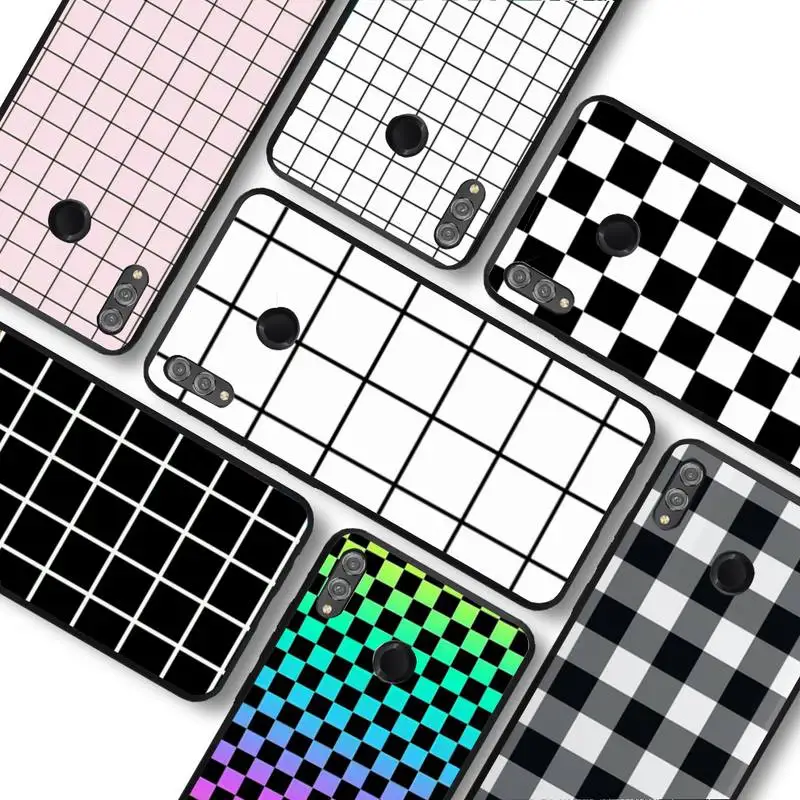 

Checkerboard Plaid Black White Square Phone Case for Huawei Honor 10 i 8X C 5A 20 9 10 30 lite pro Voew 10 20 V30