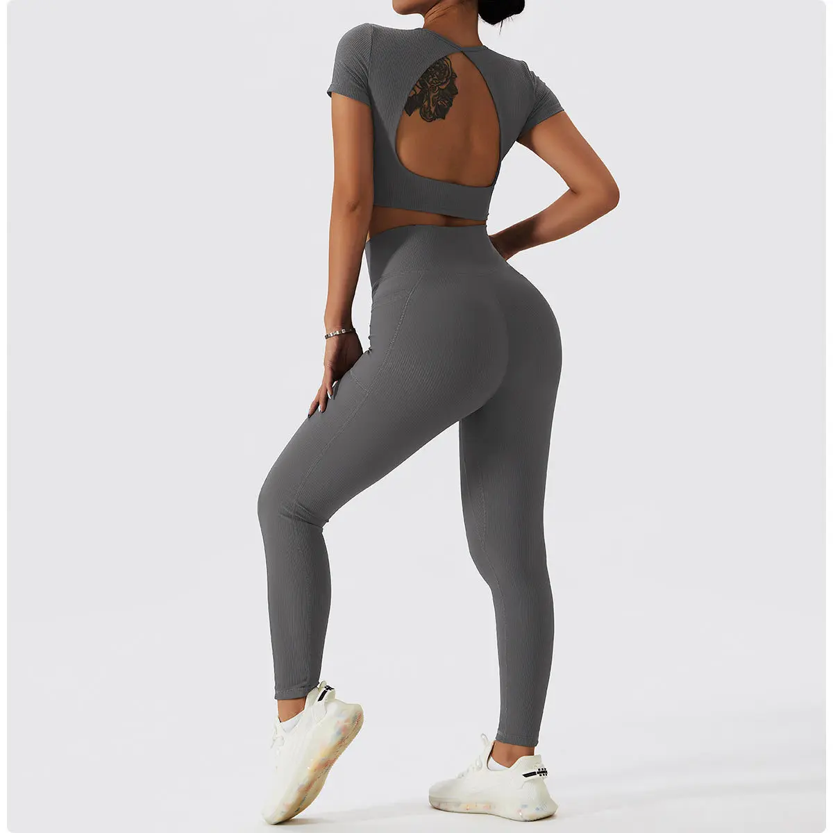 Ribbed Yoga Set Women Suit For Fitness Sportswear Seamless Sports Suit Workout Clothes Tracksuit Sports Outfit Gym Clothing Wear