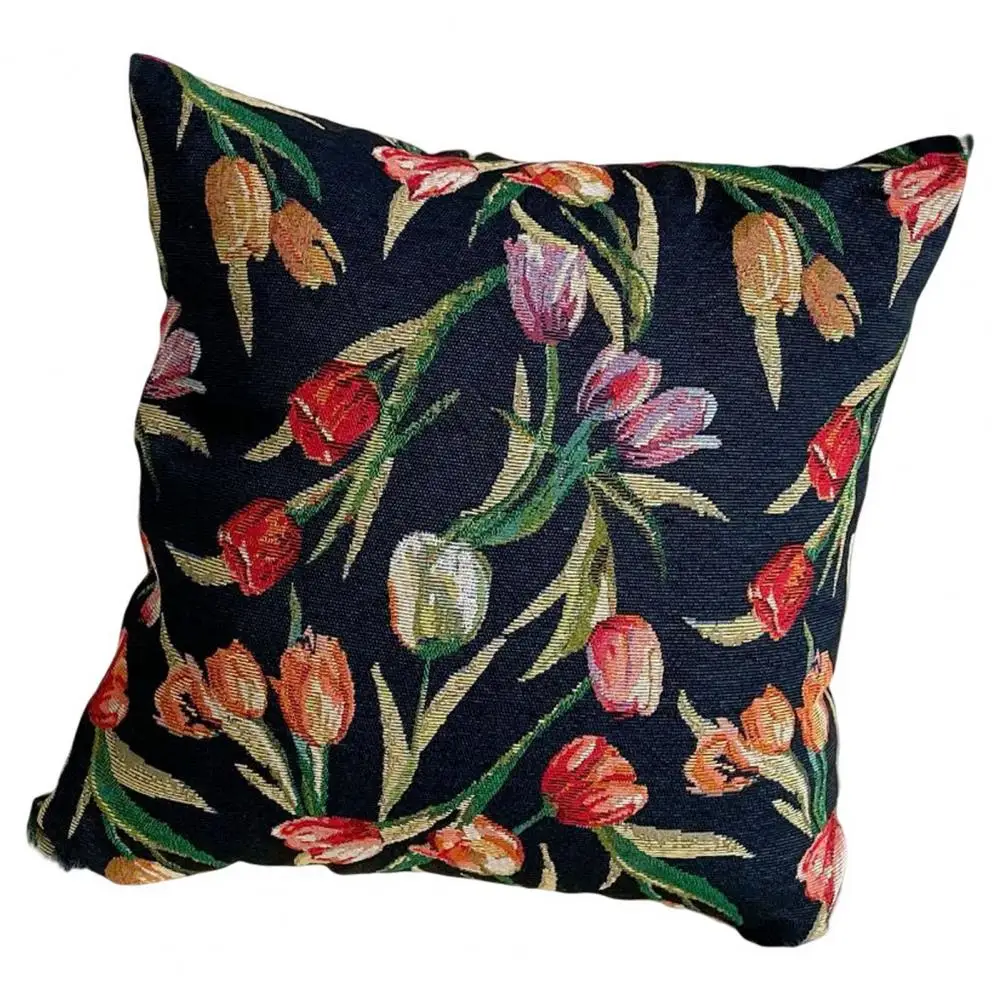 

Pillow Cushion Cover Comfortable Throw Pillow Case Retro Tulip Print Throw Pillow Case