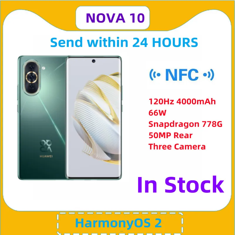 Оригинальный Официальный Новый Huawei Nova 10 Мобильный телефон гармониos 2