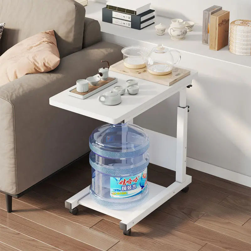 Мобильный стол с регулируемой высотой и колесами двухслойный прикроватный