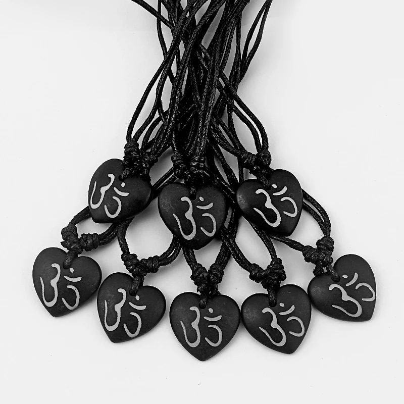 

12pcs Ethnic Tribe Carving Yoga Yak Bone Pendant Necklace Om Amulet Lucky Charms Necklace Fashion Jewelry Wholesale