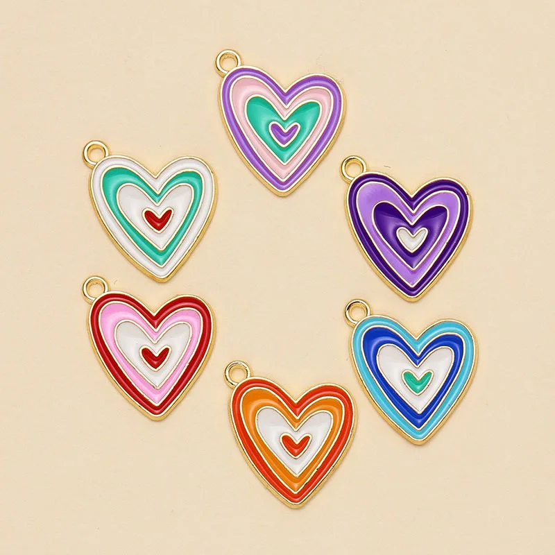 

12Pcs Enamel Colourful Multilayer Love Heart Charms Pendant for DIY Making Fashion Necklace Earrings Jewelry Supplies Wholesale