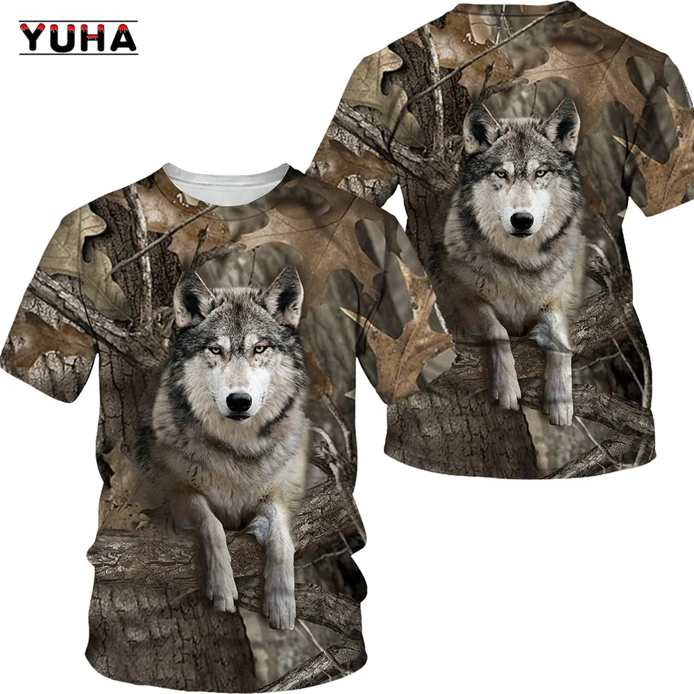 Camouflage hunting animals wild boar/fox  3D T-shirt summer leisure men's T-shirt fashion street women's pullover short sleeve j images - 6