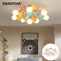 sandyha ceiling chandeliers frost glass ball nordic home decor childrens room bedroom bed hallway indoor led lighting luminaire