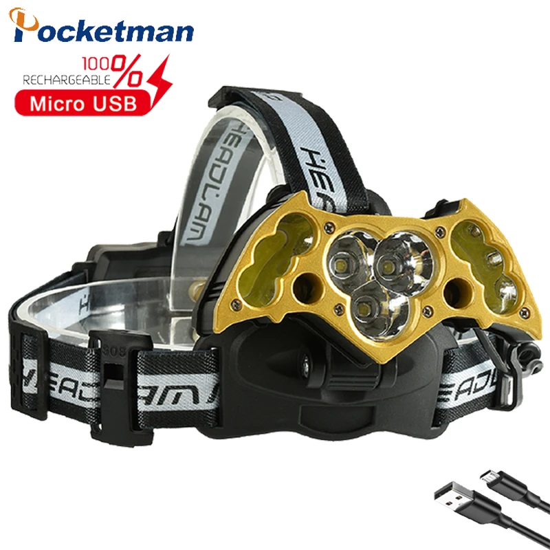 

Clearance Price LED+COB Headlamp 5 Lighting Modes Head Flashlighth Powered by 2*18650 Battery Head Torch Outdoor Work Light