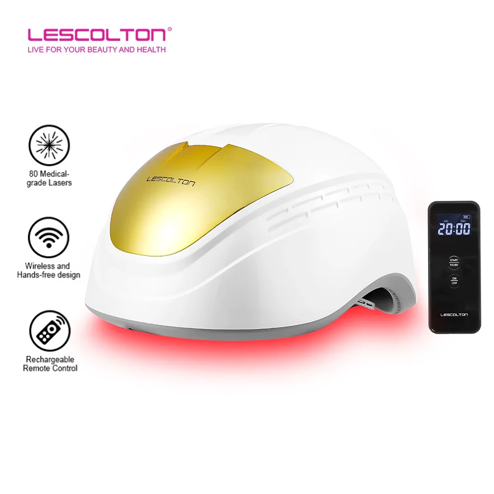 LESCOLTON Laser Hair Growth Helmet 80 Laser Diode Hair Growth Device for Men and Women Hair Loss Treatment Wireless Rechargeable