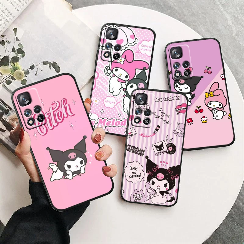 

Cute Cartoon Kulomi Lucky For Redmi Note 12 Pro Plus 11 11T 10 9 8 Pro Lite Pro Max 5G 4G Silicone Soft Black Phone Case