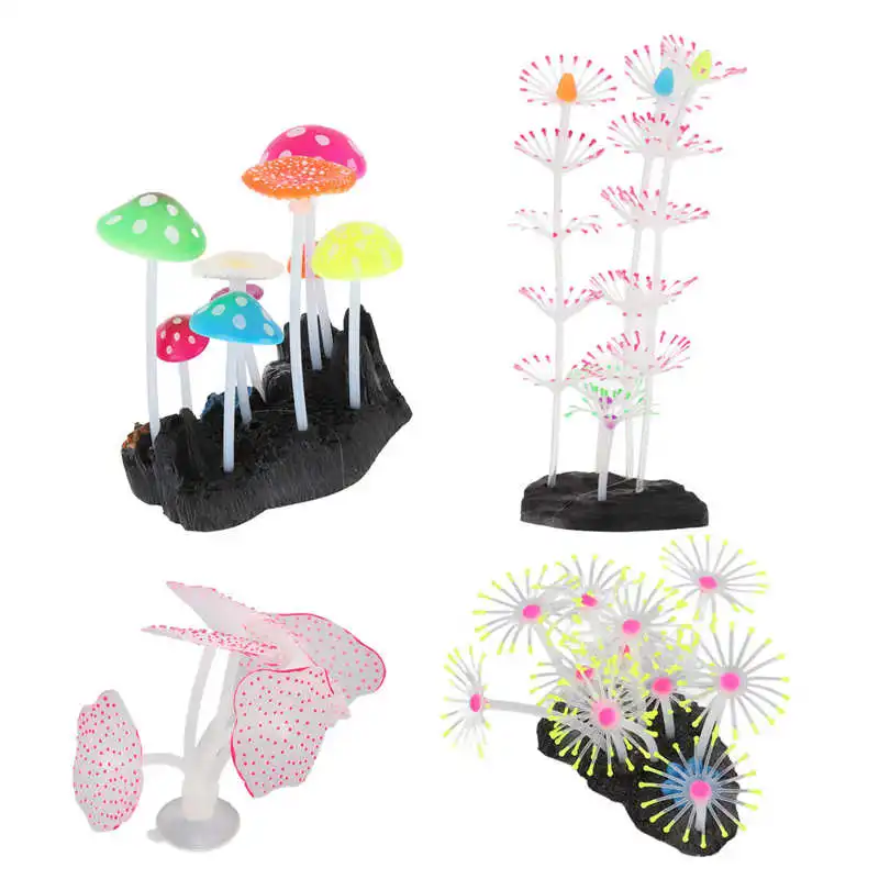 

Artificial Plant Glowing Aquarium Coral Decoration Flexible Silicone for Aquarium for Fish Tank