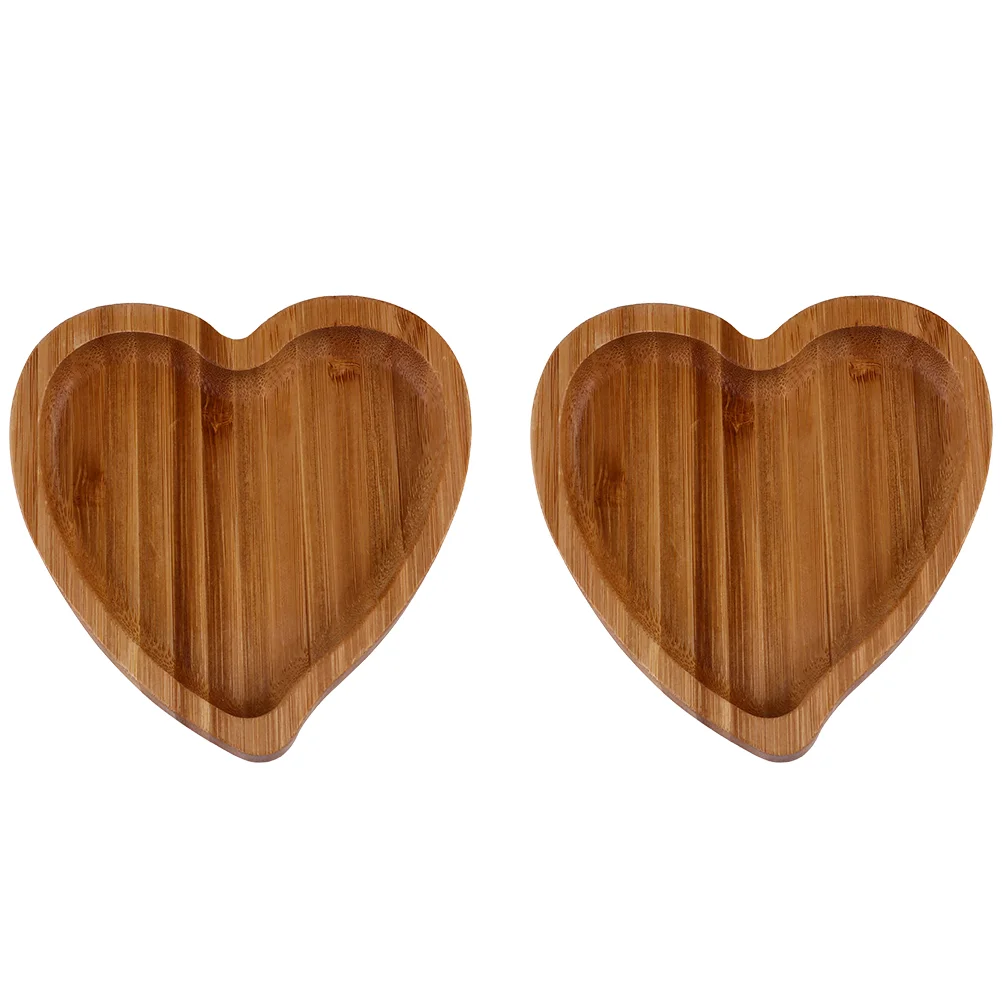 

Heart Tray Shaped Dish Jewelry Holder Wood Platter Dessert Plate Candy Organizer Trinket Display Storage Trays Serving Cake