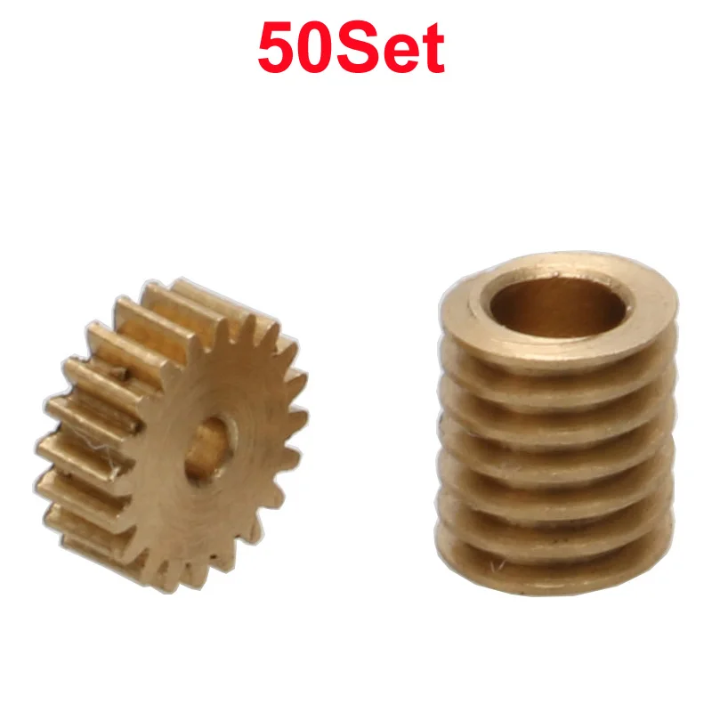 

50Set Worm Rod Hole 2mmm Gear Hole 1mm Shaft Motor Transmission Connecting Pinion Modulus 0.2 Brass Parts for DIY Electric Toys