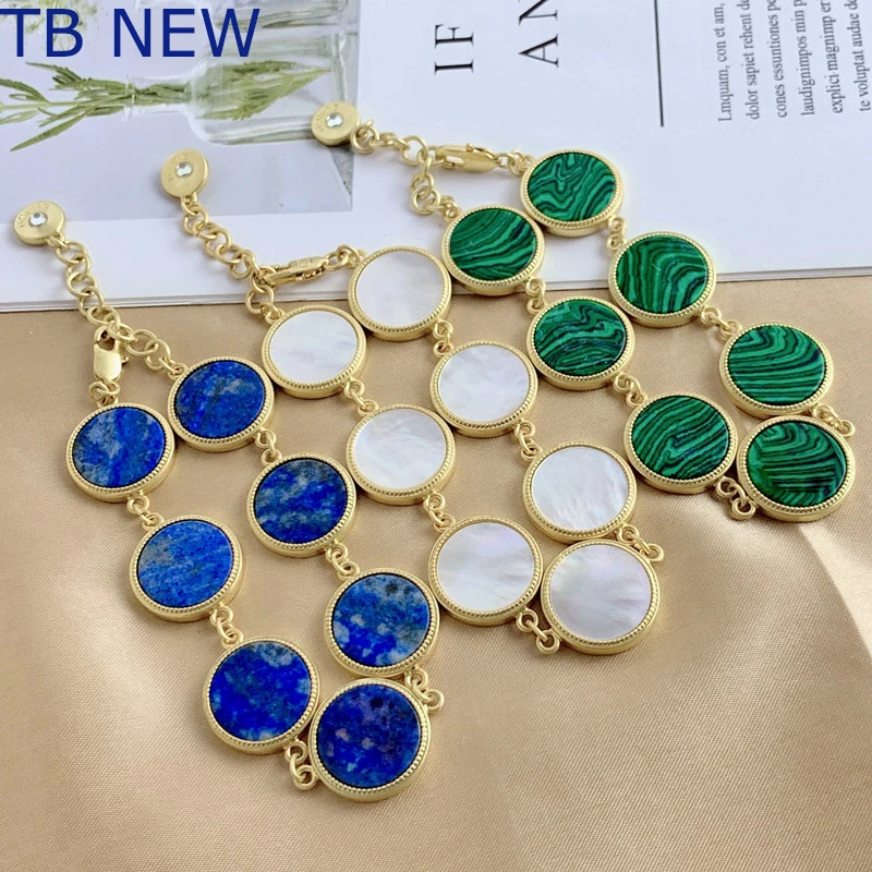

2022 New Tide K Gold Jewelry Natural Resin Inlaid Double Letters Metal Fashion Senior Gifts
