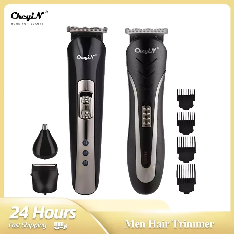 Men Hair Clipper 3 in 1 Nose Ear Trimmer Cordless Beard Shaver Professional Elecric RechargeableBarber Haircut Machine