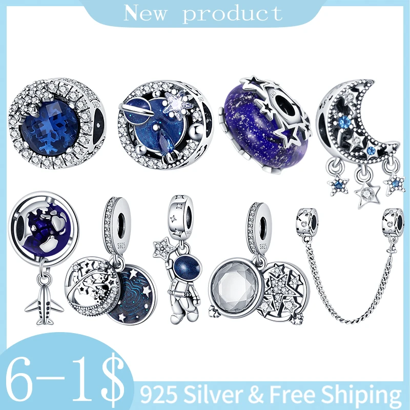 

New Starry Sky Astronaut Charm Beads plata charms of ley 925 Fits original pandora bracelet 925 silver women pendant jewelry