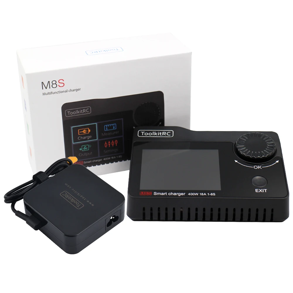 ToolkitRC M8S 400 Вт 18A балансирующее зарядное устройство/разрядник сервопривод тестер 2,4 TFT дюймовый цветной ЖК-экран для 1S-8S Lipo для радиоуправляемого автомобиля самолета