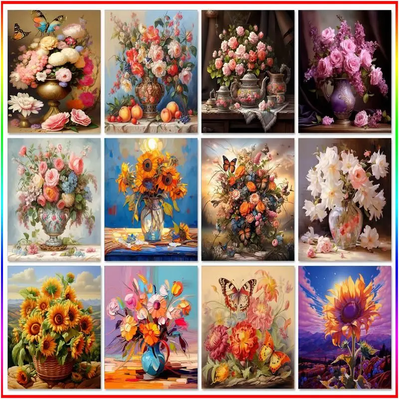 GATYZTORY алмазная живопись Новая коллекция 2024 Цветок Круглая Мозаика пион вышивка