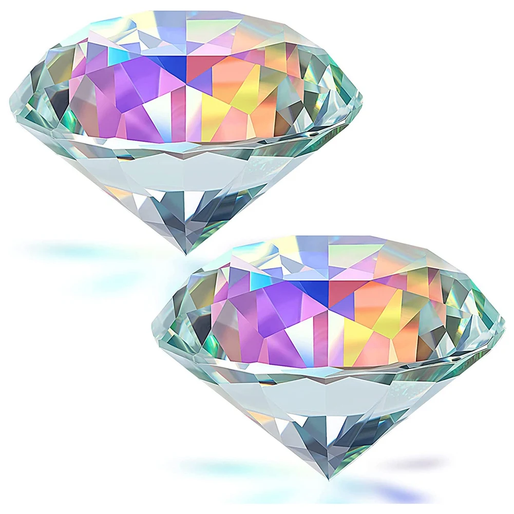 

2PCS 50 mm/ 2 Inch AB Color Faceted Diamond Crystal Rainbow Paperweight Crystal for Home Office Decor and Wedding Favors