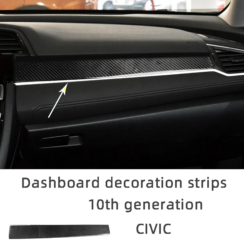 

Carbon Fiber Dashboard Decoration Strips Car Stickers For 2016-2019 HONDA 10Th Generation CIVIC Interior Accessories