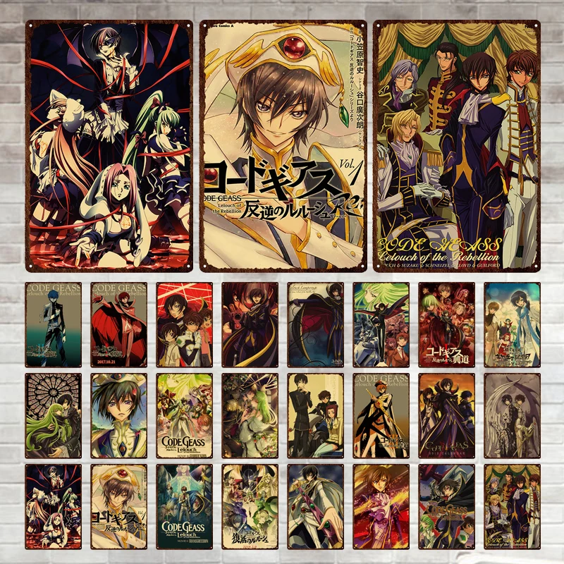 

Wall Decor Metal Tin Sign Code Geass Retro Poster Bar Sticker Art Home Prints for Funny Poster Decor Bar Pub Club Man Cave Wall