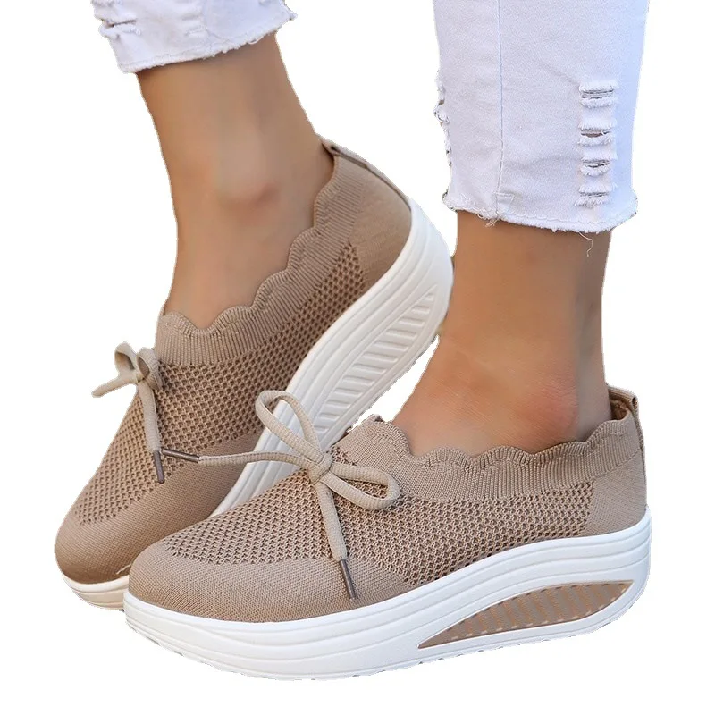 Fashion Versatile Rocker Shoes for Women 2023 Spring New Mesh Breathable One Step Lazy Sports Shoes for Women