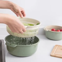 double layers drain basket plastic kitchen strainer colander bowl fruits vegetables washing strainer dropshipping