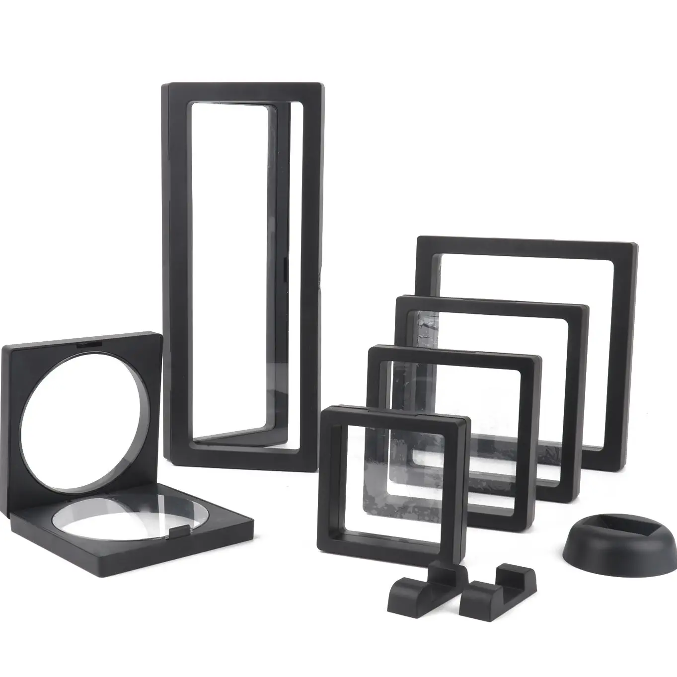 3d Packaging Case Gemstone Free Stand Floating Frame Membrane Ring Earrings Necklace Display