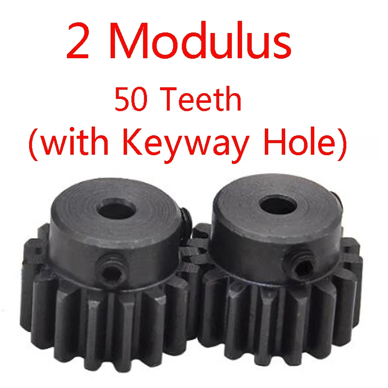 

2 Modulus 50 Teeth Carbon Steel Spur Gear Pinion Motor Boss Gears with Keyway Hole 5x2.3 8x3.3 6x2.8