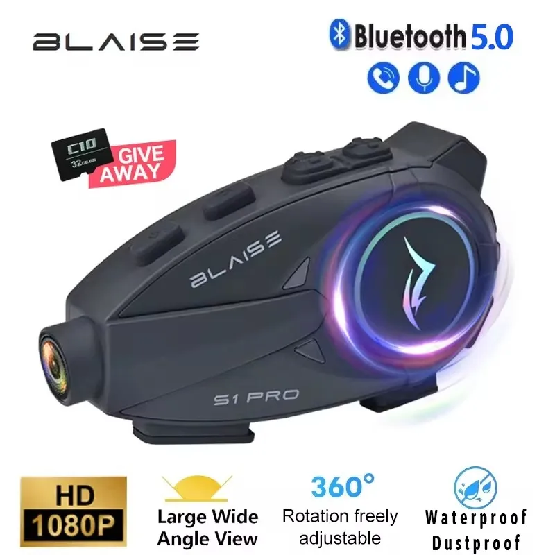 Bluetooth-гарнитура для мотоциклетного шлема BLAISE S1 PRO видеозапись 1080P