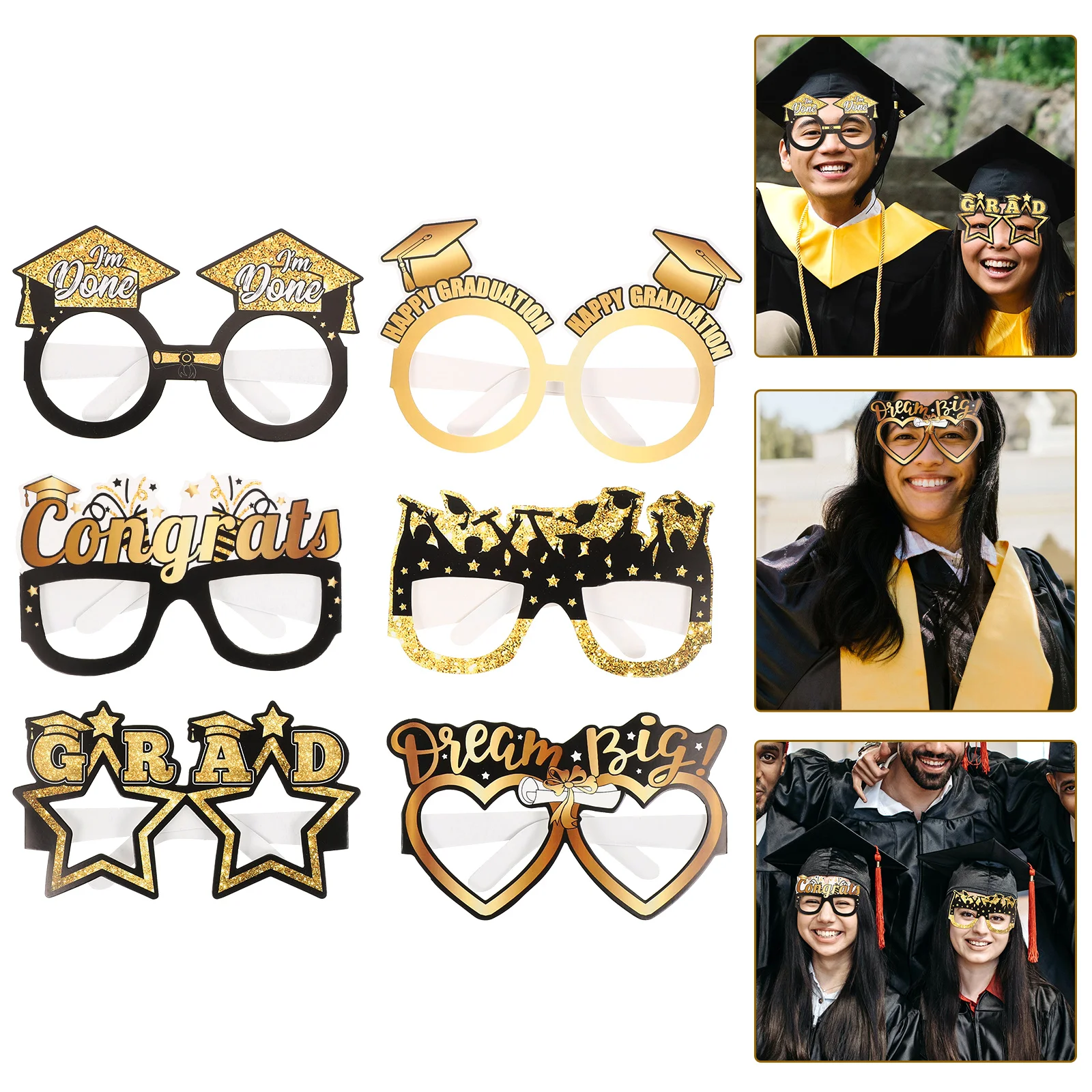 

12pcs Decorative Cartoon Paper Eyewear Graduation Party Theme Glasses Ornament Photo Prop