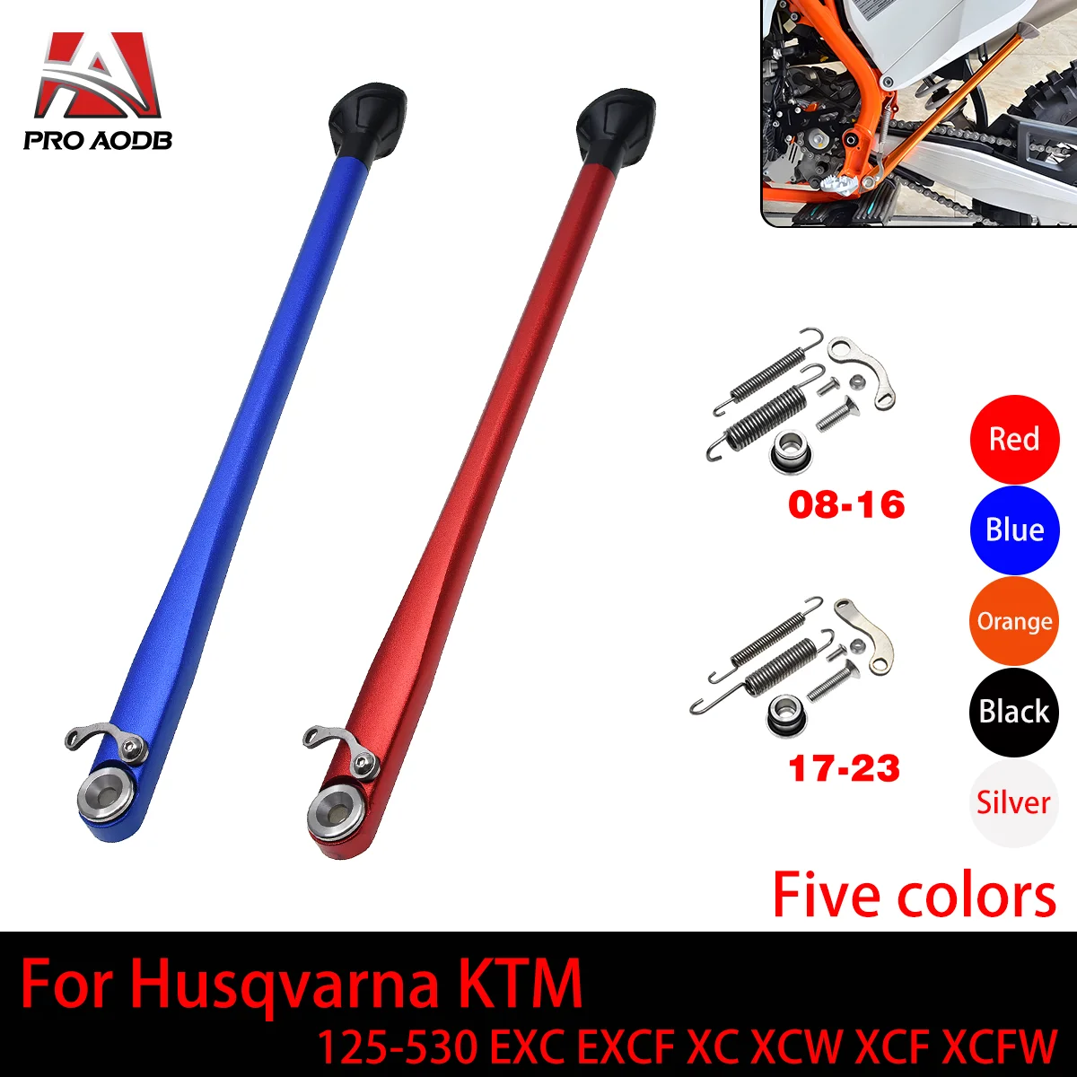 Фото Для KTM EXC 300 EXC-F 350 125 200 250 450 500 530, боковая подставка + пружинный комплект XC XCF XCW XCFW Six Days TPI 2008-2023 №1