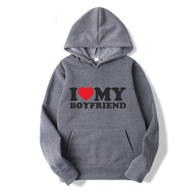 I Love My Boyfriend Sayings Quote Valentine Men and Women Sweater Multi Color 2023 Fashion Printing Hoodies Dropshipping