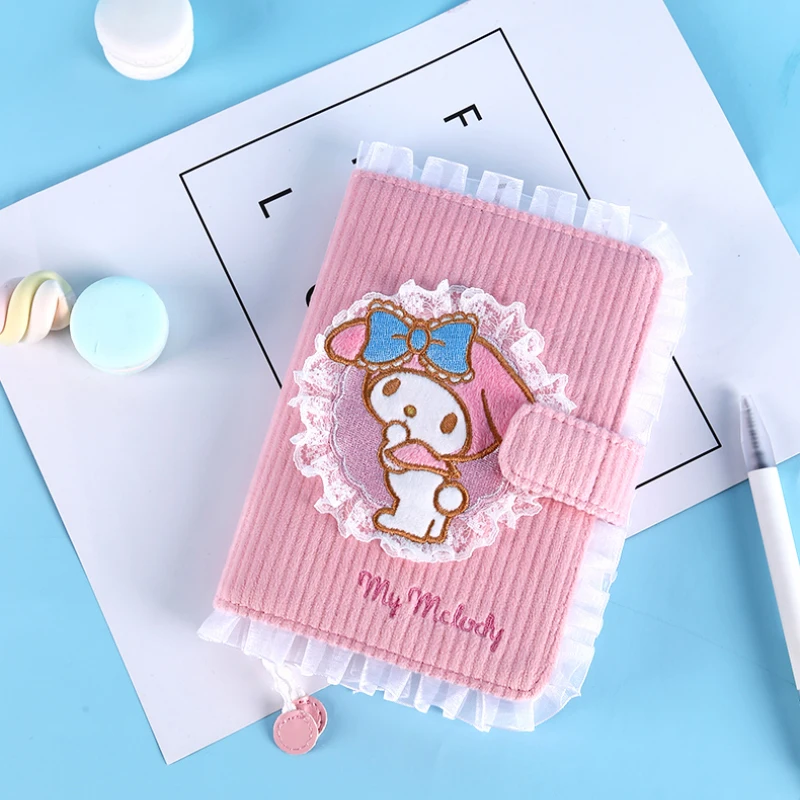 New Sanrioed Stationery Melody A6 Notebook Girls Kawaii Lace Embroidery Record Schedule Book Notepad Limited Diary Hand Ledger |